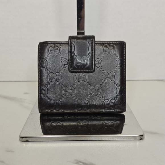Gucci GG Guccisima Monogram Leather Compact Wallet in Dark Chocolate Brown - Picture 2 of 9